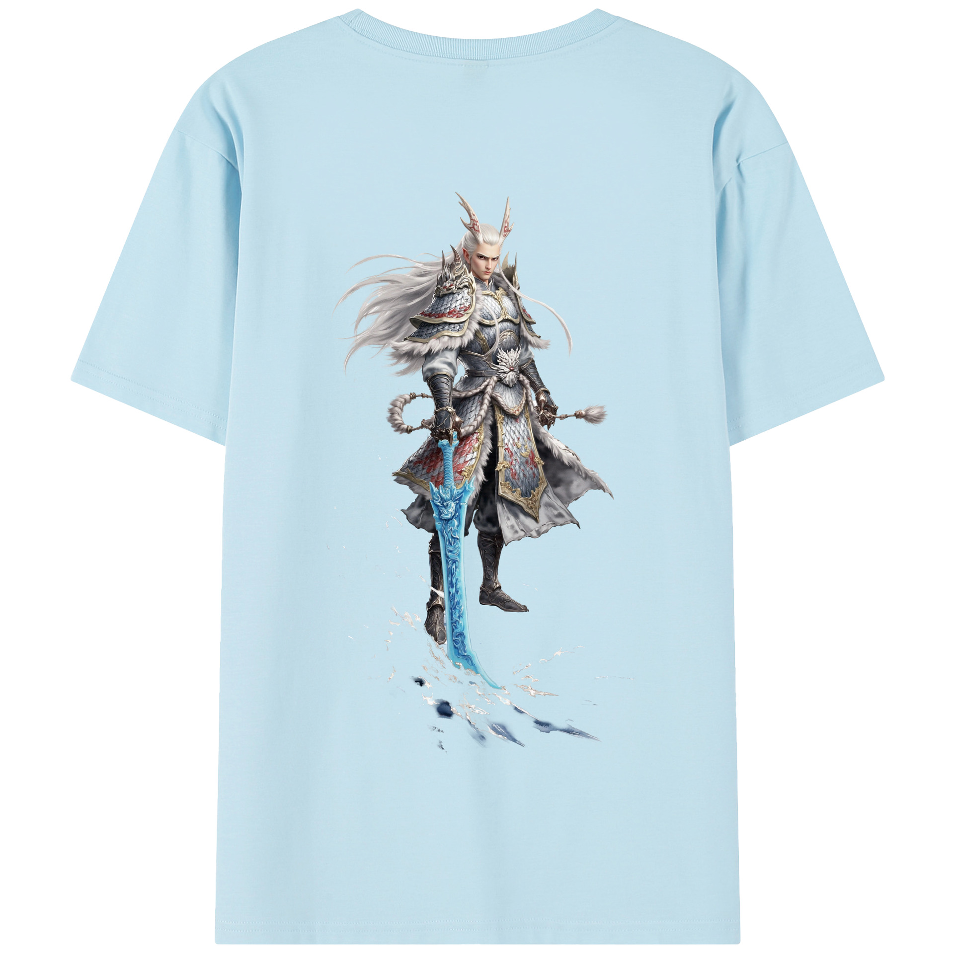 （画像用） Ne Zha 2 ナタ 魔童の大暴れ 綿100％半袖Tシャツ（背面プリント）